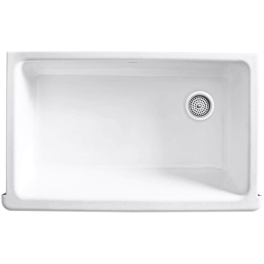 White 36" Cast Iron Farmhouse Drop-In Kitchen Sink
