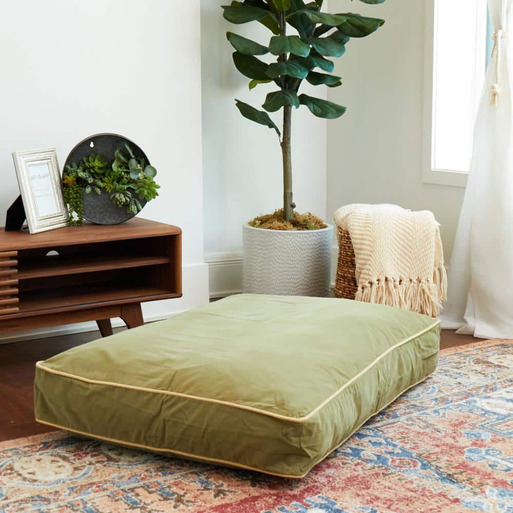Medium Moss Chew Resistant Microfiber Dog Bed