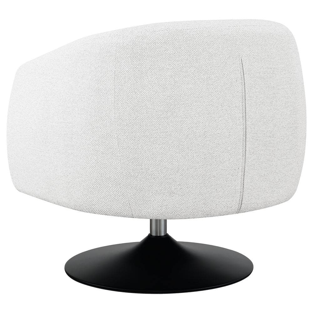 Beige Barrel Swivel Accent Chair with Metal Pedestal Base