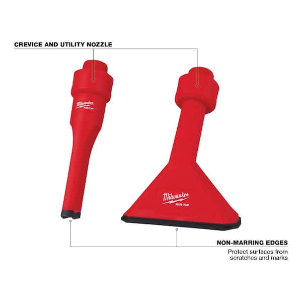 Milwaukee AIR-TIP 1-1/4 in. to 2-1/2 in. Non-Marring Crevice Tool, Utility Nozzle and Brush Kit For Wet/Dry Shop Vacuums (3-Piece)