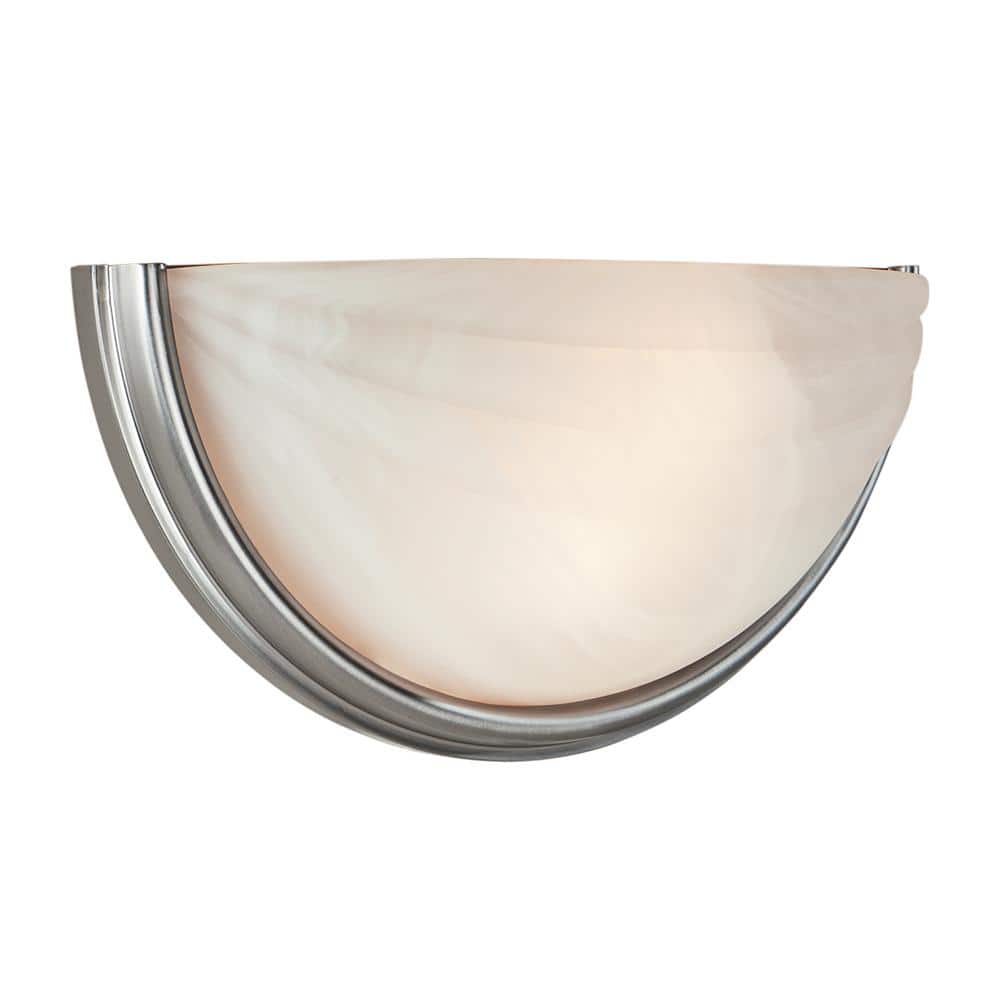 Satin Silver Glass LED Wall Sconce, 14 in