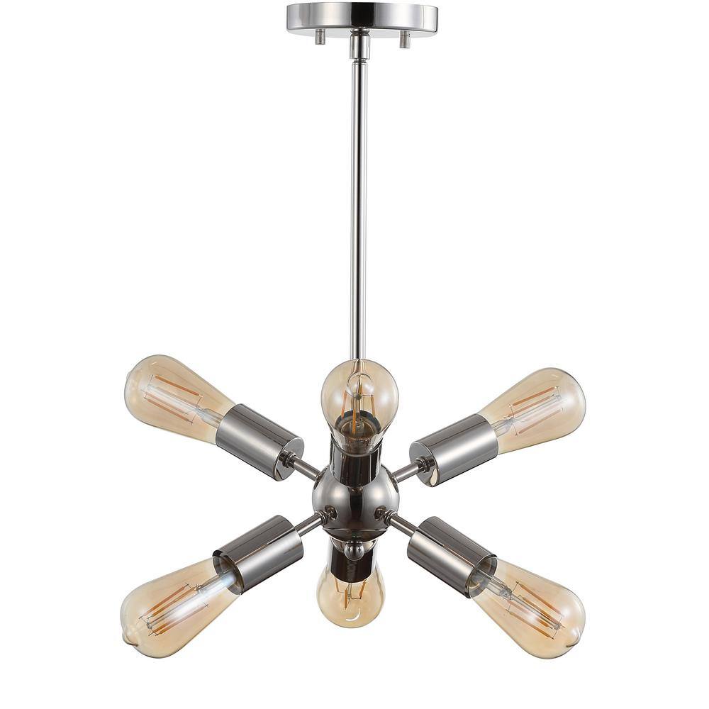 Adjustable Nickel Sputnik Chandelier with LED Bulbs