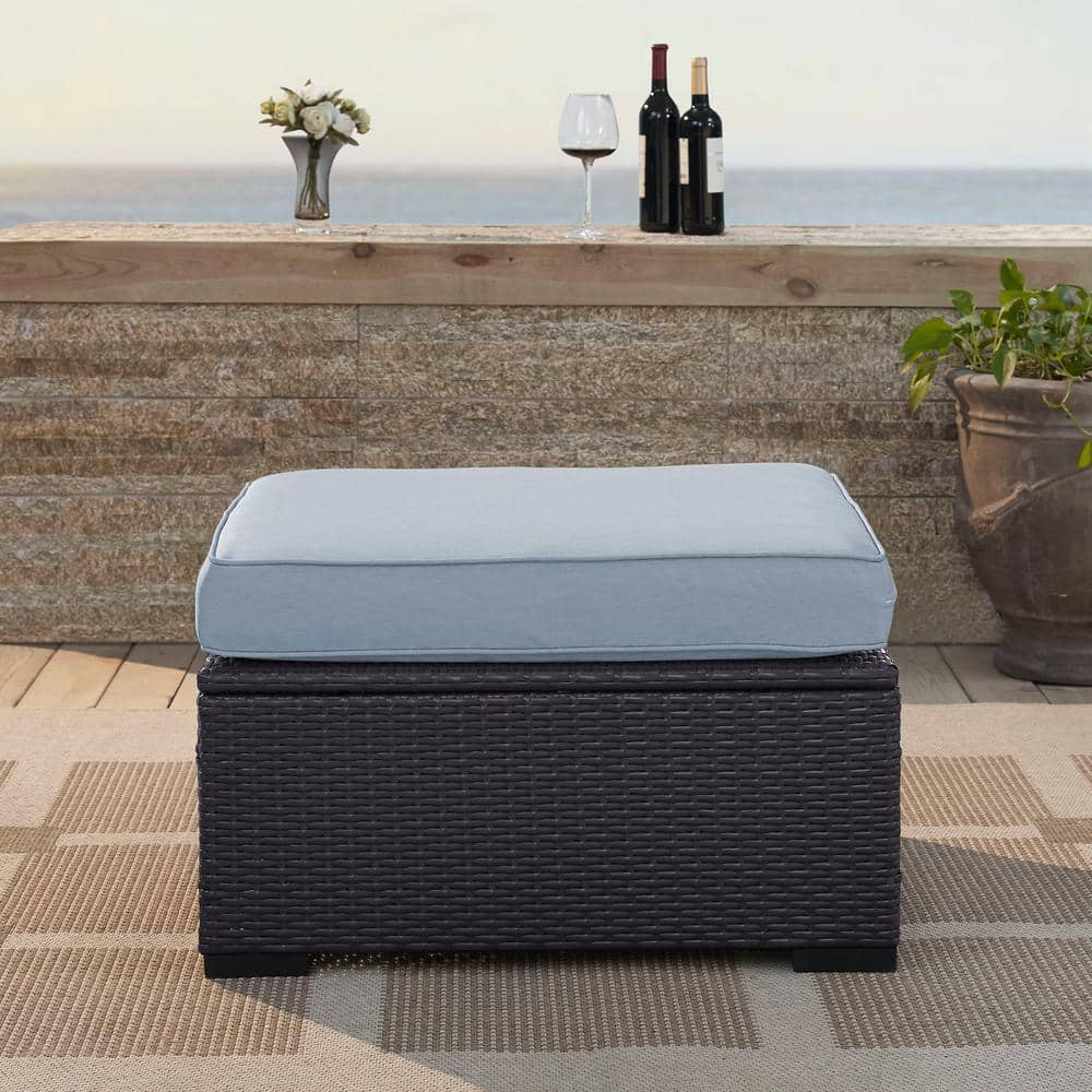 Biscayne 31'' Mist Cushion Resin Wicker Outdoor Ottoman