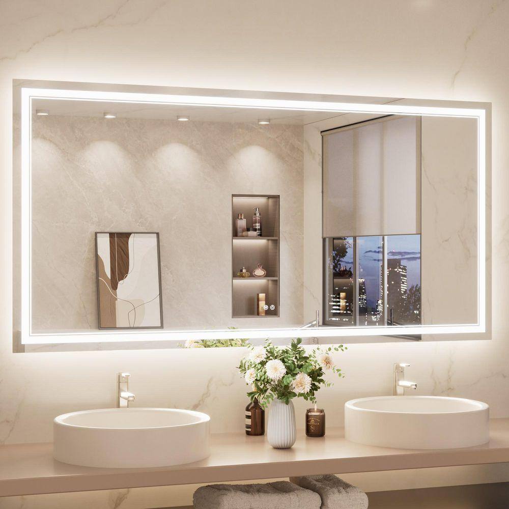 KeonJinn 72 in. W x 36 in. H Rectangular Frameless LED Lighted Wall ...