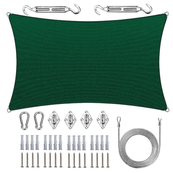 ROYAL SHADE Pro Ring 18 ft. x 22 ft. Rectangle Sun Shade Sail with Hardware Kit and Rope-Green