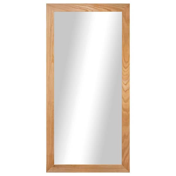 Large Tall (33 in. W x 74 in. H) Wooden Natural Rectangle Wall Mirror