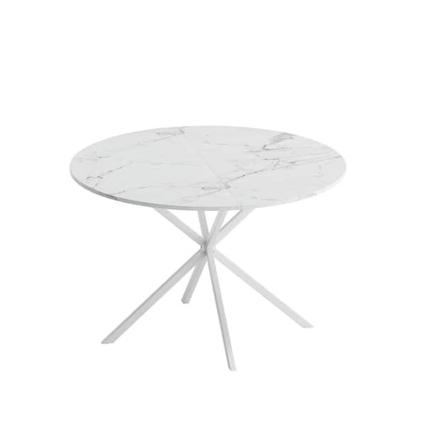 Sudzendf White MDF Round Outdoor Side Table 1-Piece