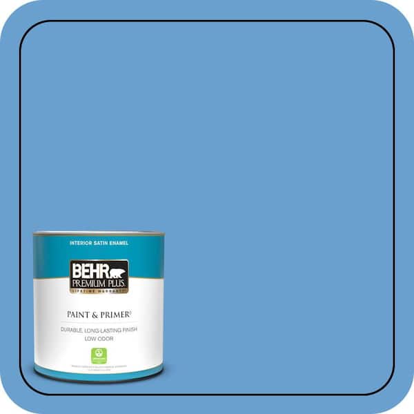 BEHR PREMIUM PLUS 1 qt. #P520-4 Cornflower Satin Enamel Low Odor Interior Paint & Primer