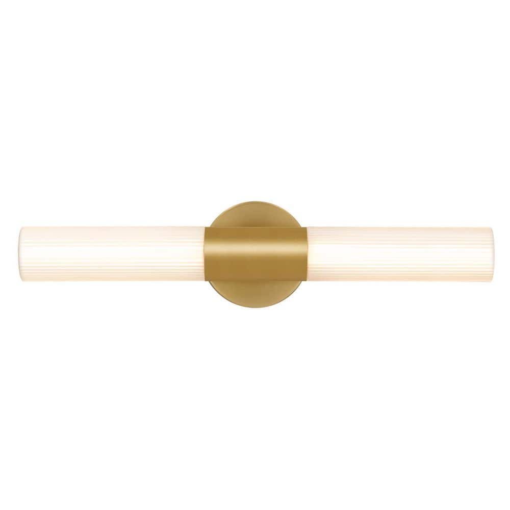 Astra 22 in. Gold Integrated LED Vanity Light Bar with Etched Ribbed Glass 