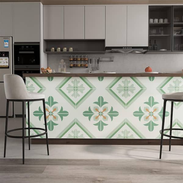 24 in. X 120 in. Green Peel & Stick Vinyl Backsplash Roll, 5 Consecutive Patterns Wall & Flooring Roll (20 sq. ft. )
