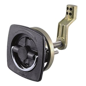 Flush-Mount Non-Locking Latch with Offset Cam Bar and Flexible Polymer Strike for 1-1/8 in. to 2 in. Hole - Black