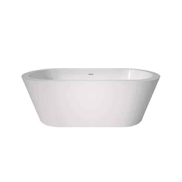 67 in. x 31.50 in. Deep Soaking Acrylic Freestanding Bathtub in Glossy White with Easy-Clean Gloss Finish