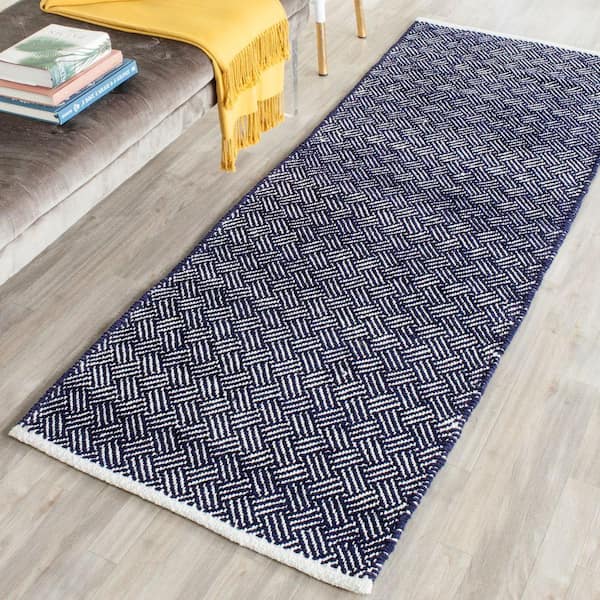 Boston Navy Doormat 3 ft. x 4 ft. Solid Gradient Geometric Area Rug