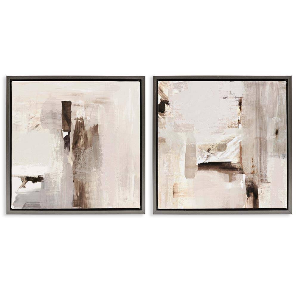 Neutral Forms on Beige by Susan Jill 2-Pieces Gray Floater Frame Abstract Graphic Art Print 25 in. x 25 in. price history on PriceWatchPro