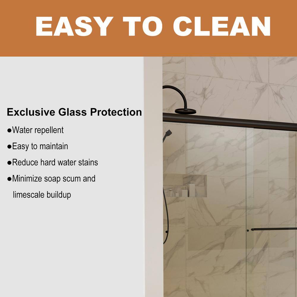 60" Matte Black Sliding Shower Door with Clear Glass