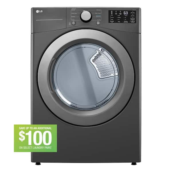 LG 7.4 cu. ft. Vented Stackable Electric Dryer in Middle Black with Sensor Dry Technology