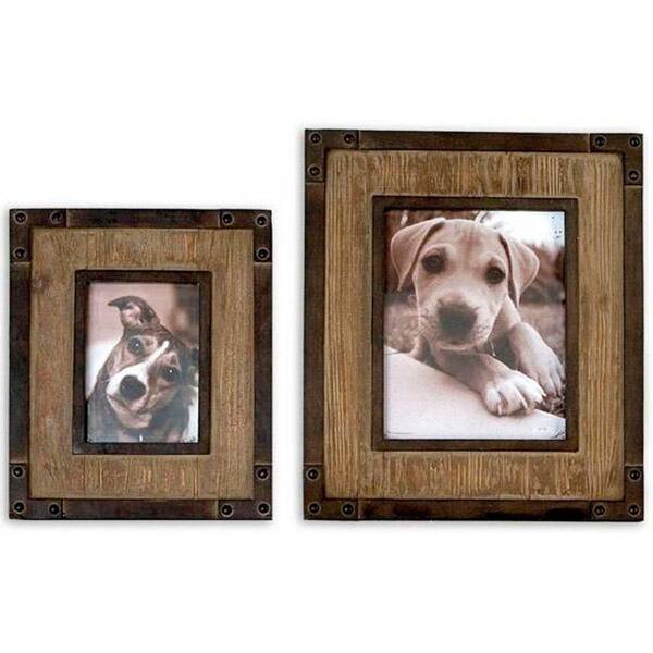 Unbranded Fadia 5 in. x 7 in. and 8 in. x 10 in. Woodtone Photo Frames (Set of 2)