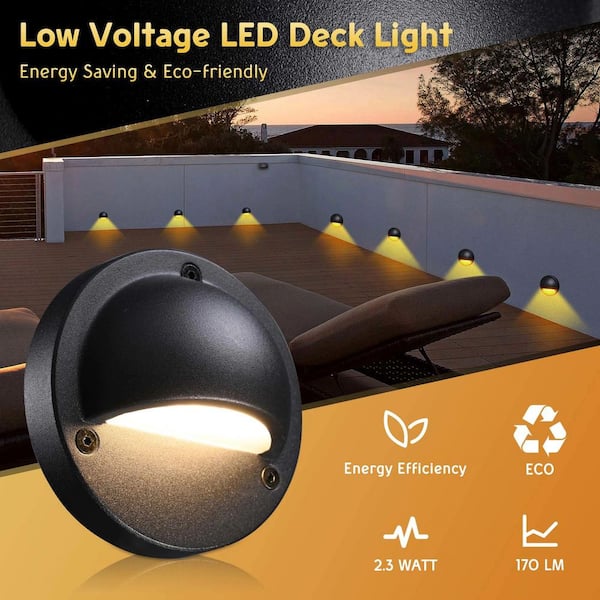 Etokfoks 170 Lumens Black Aluminum Hardwired Outdoor Deck Lights 