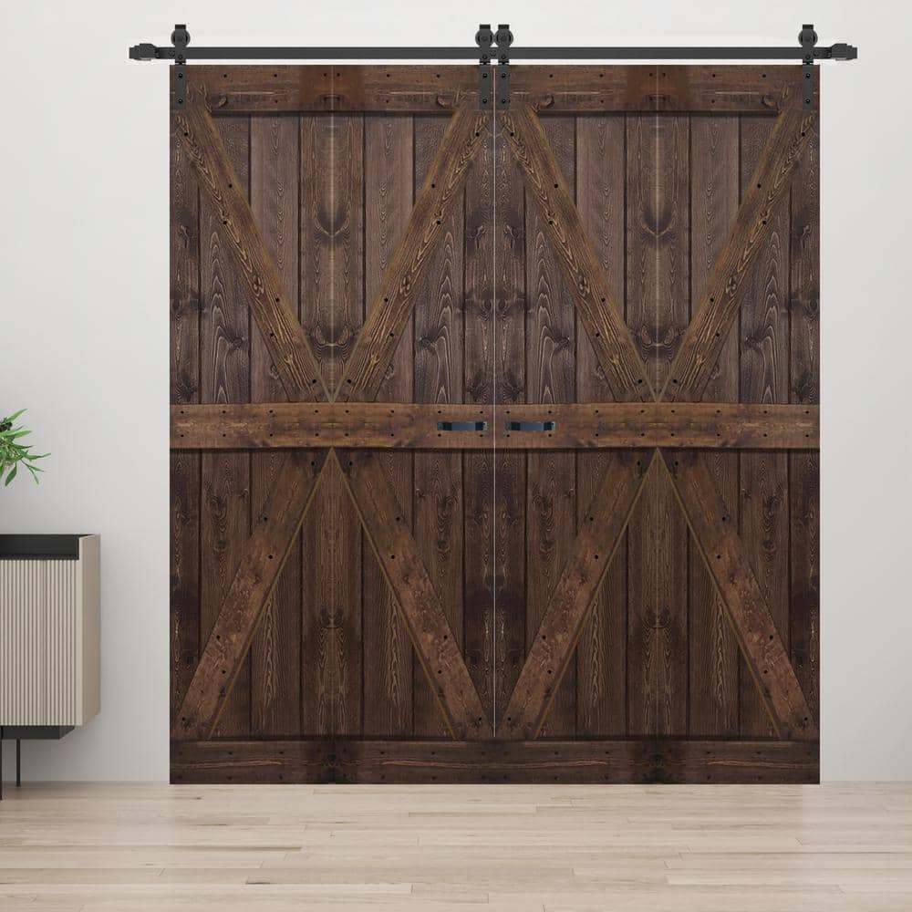 Kona Coffee Solid Spruce Wood 60" x 84" Bi-Fold Barn Door