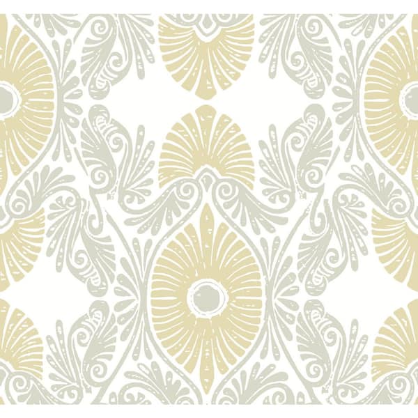 A-Street Prints Villa Embellished Ogee Yellow Nonpasted Non Woven Wallpaper Sample