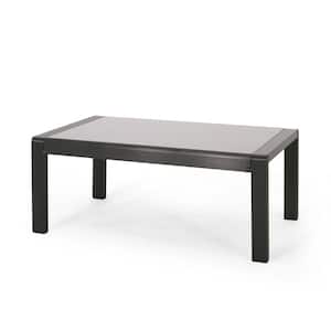 Perry Rectangular Aluminum and Gray Tempered Glass Outdoor Coffee Table