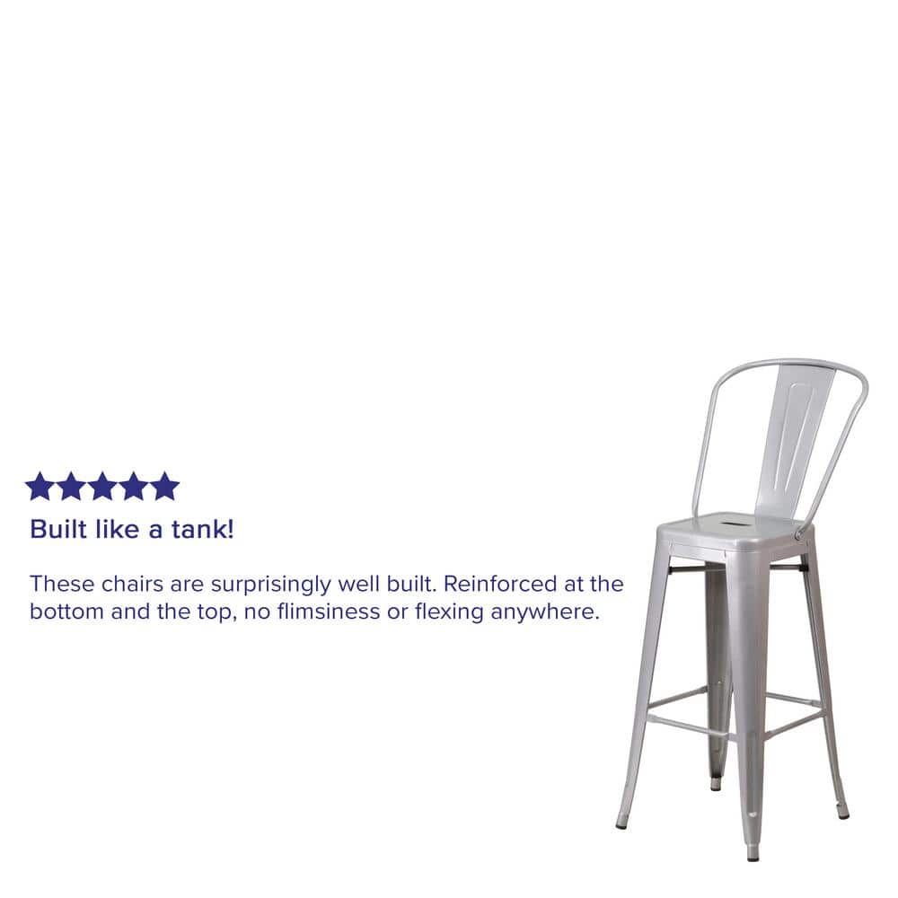 Silver Metal 30" High Backless Industrial Bar Stool