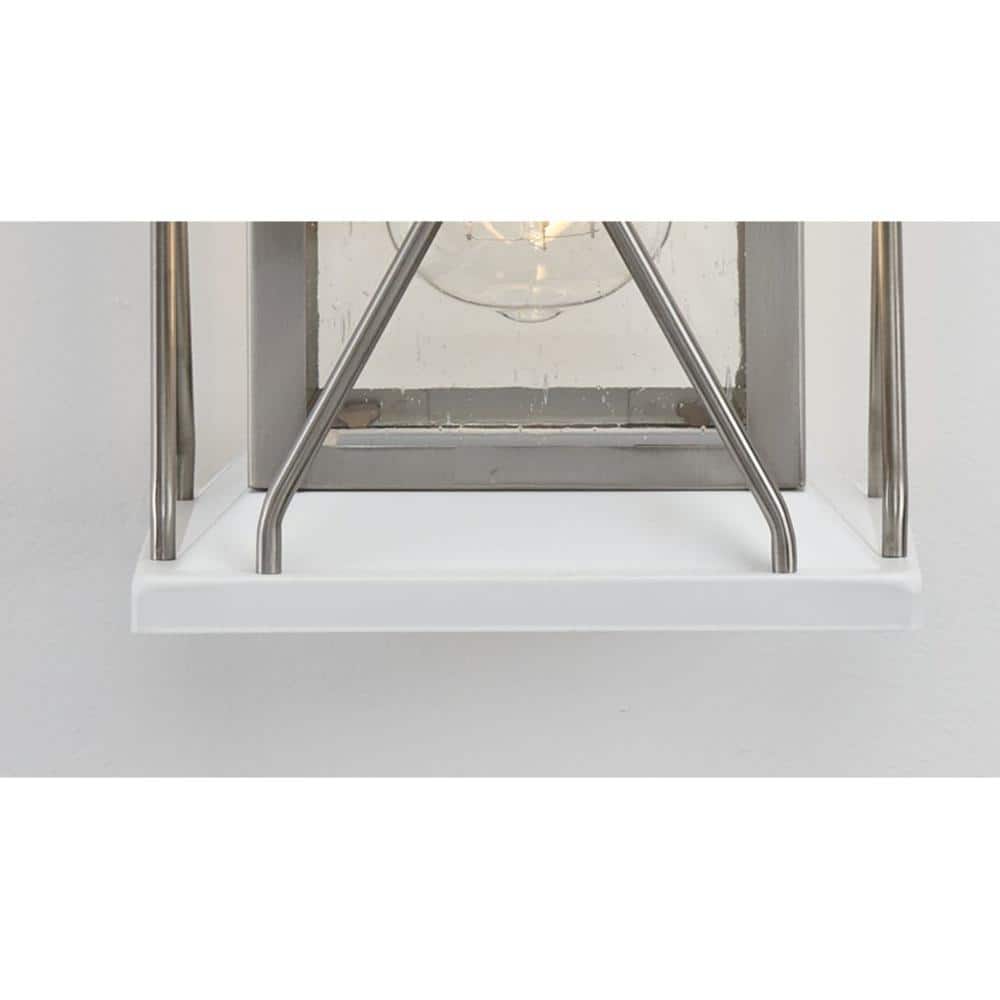 Barlowe 13" Stainless Steel and White Farmhouse Wall Lantern