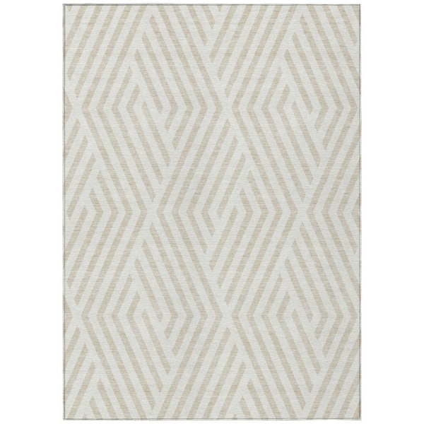 Glitzhome 8ft. x 10ft. Geometric Tan Area Rugs GH2041200004