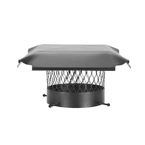 8 in. Round Bolt-On Single Flue Chimney Cap in Black Galvanized Steel