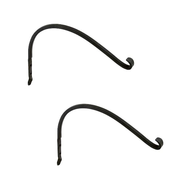 Set of 2 Flower Design Arc Metal Brackets, 15 in. Long, Black Powder Coat Finish