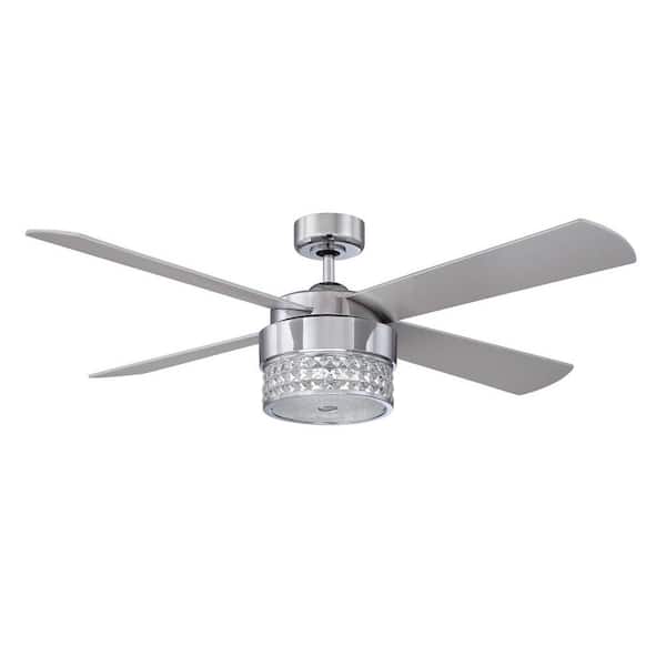 Designers Choice Collection Celestra 52 in. Indoor Chrome and Optic Crystal Ceiling Fan with Remote Control and Wall Control