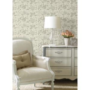 Vittoria White Floral Vinyl Wallpaper