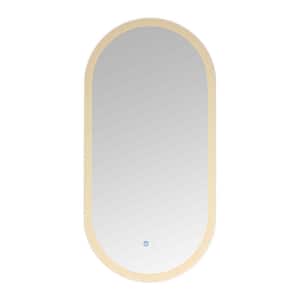 18 in. W x 35 in. H LED Light Oval Aluminum Frameless Wall Mounted Bathroom Vanity Mirror Black in Silver