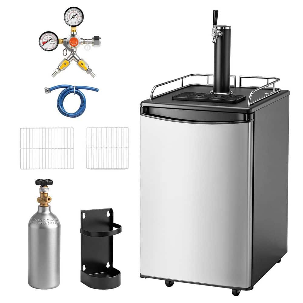 Single Tap 5.4 cu. ft. Kegerator Beer Keg Dispenser in Silver with Shelves, CO2 Cylinder, Drip Tray and Rail price history on PriceWatchPro