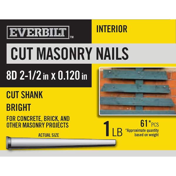 Everbilt 8D 21/2 in. Cut Masonry Nails Bright 1 lb (Approximately 61 Pieces) 816230 The Home