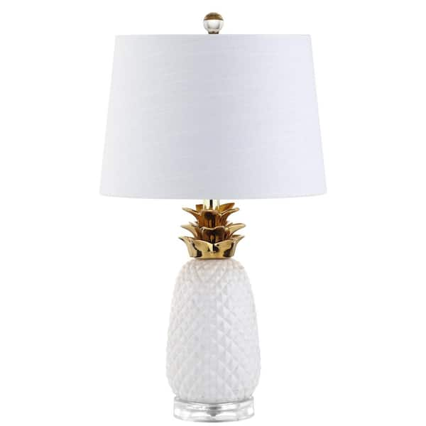 JONATHAN Y Pineapple 23 in. White/Gold Ceramic Table Lamp JYL4019C ...