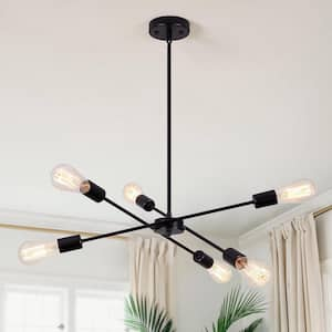 Kulli 6-Light Black Modern Sputnik Sphere Chandelier for Kitchen Island Dining Room Living Room Foyer Bedroom