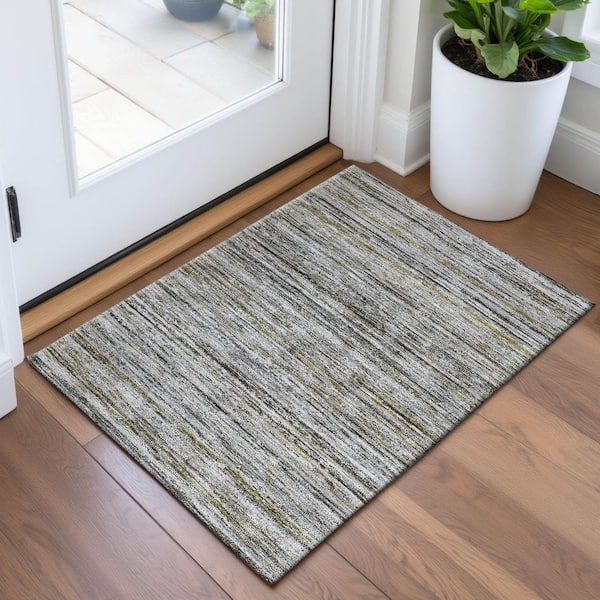 Mayfield Premium Machine Washable Abstract AMF1239 Pewter 2 ft. x 3 ft. Area Rug