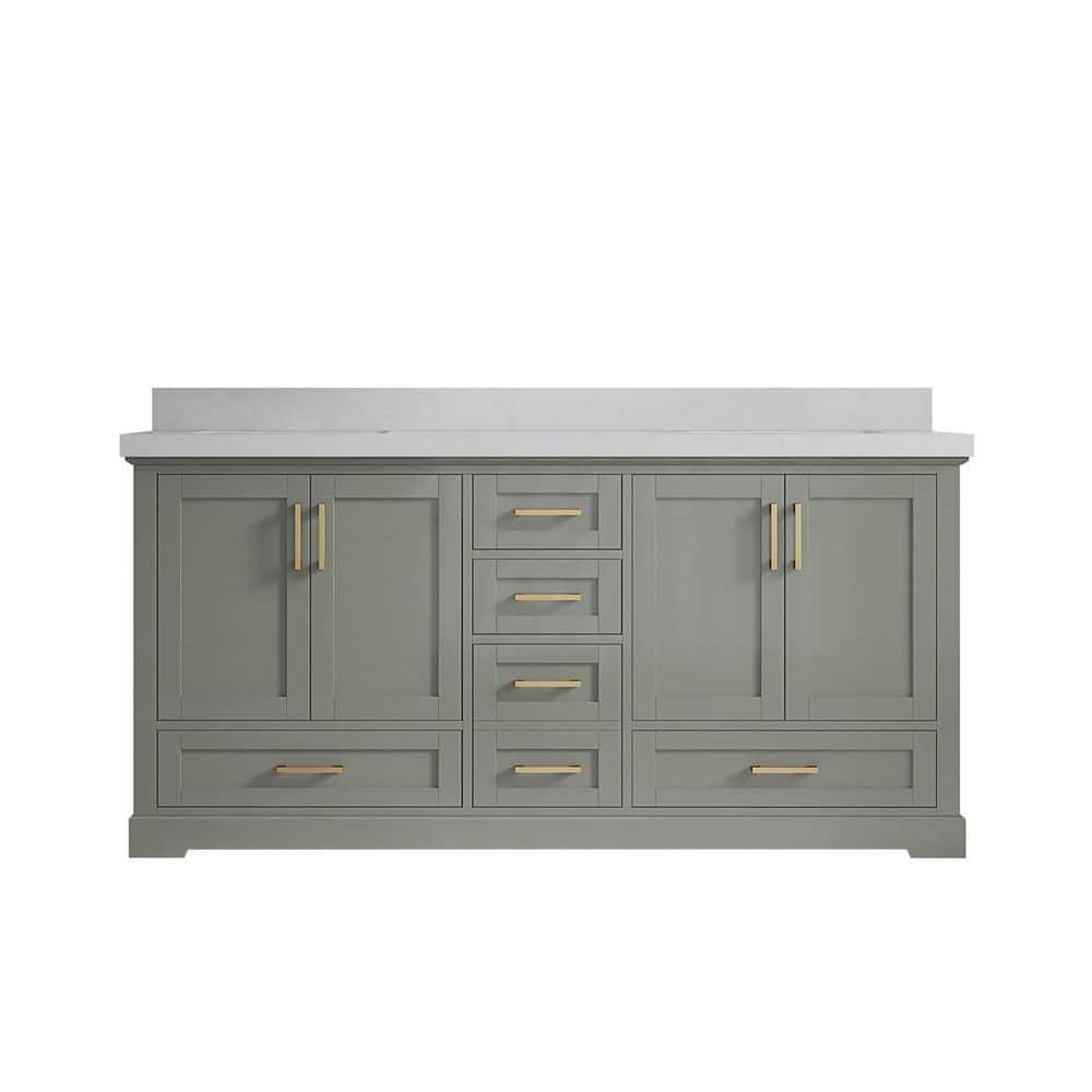 Boston 72 in. W x 22 in. D x 36 in. H Double Sink Bath Vanity in Evergreen with 2 in. Carrara Quartz Top price history on PriceWatchPro