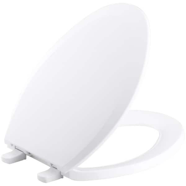 KOHLER Lustra Elongated Closed-Front Toilet Seat with Quick-Release Hinges in White
