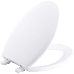 Lustra Elongated Closed-Front Toilet Seat with Anti-Microbial Agent in White