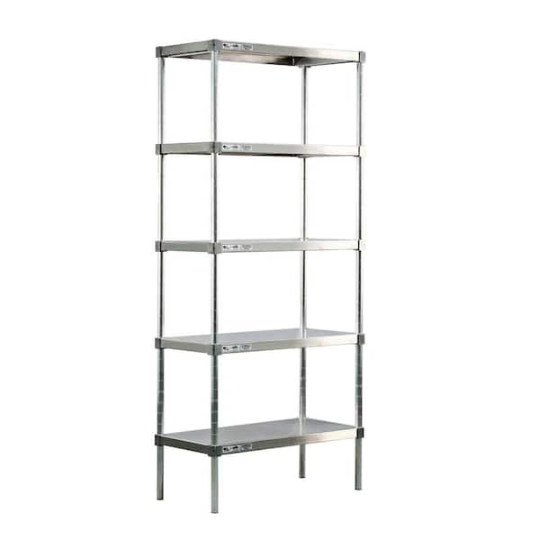New Age Industrial 5-Shelf Aluminum Solid Top Style Adjustable Shelving