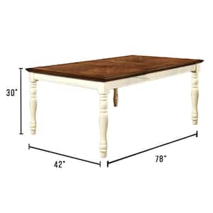 Harrisburg Vintage White and Dark Oak Transitional Style Dining Table