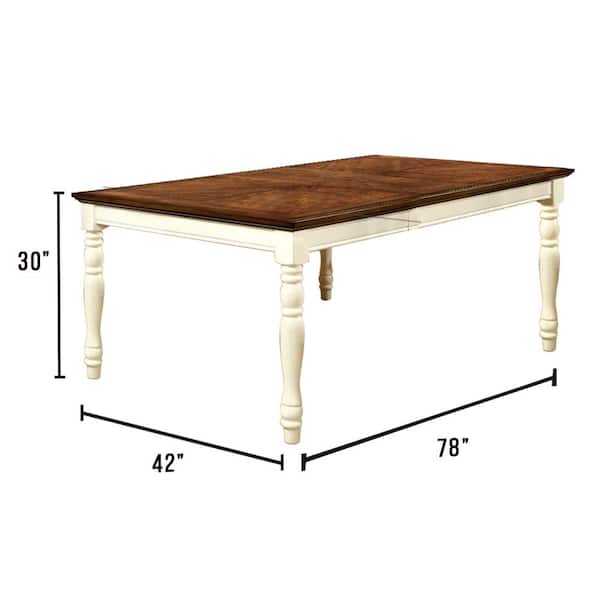 William's Home Furnishing Harrisburg Vintage White and Dark Oak Transitional Style Dining Table