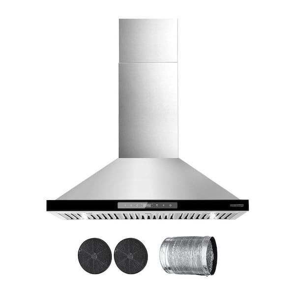 Wall Mount Range Hood, 36 in. Chimney-Style Ceiling Mount Vent, 800 CFM Stainless Steel Kitchen Stove Hood