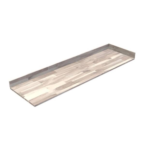 Interbuild 85 in. x 24 in. x 1 in. Acacia Vanity Top with Backsplash, Organic White