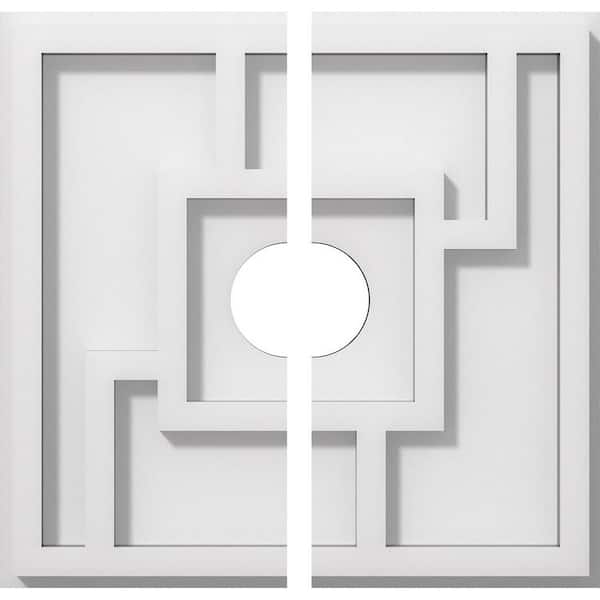 1 in. P X 3-1/2 in. C X 10 in. OD X 2 in. ID Knox Architectural Grade PVC Contemporary Ceiling Medallion, Two Piece