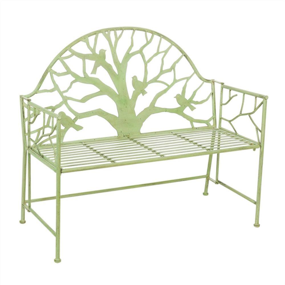 Evergreen 43.5 in. Mint Tree Metal Outdoor Garden Bench-8MB129 - The