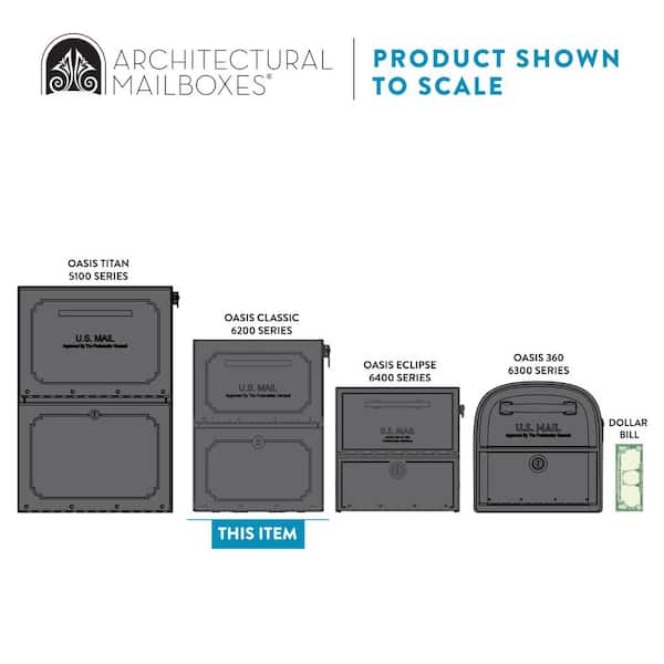 Oasis Classic Black Extra Large Locking Parcel Mailbox, 46-1/2 in