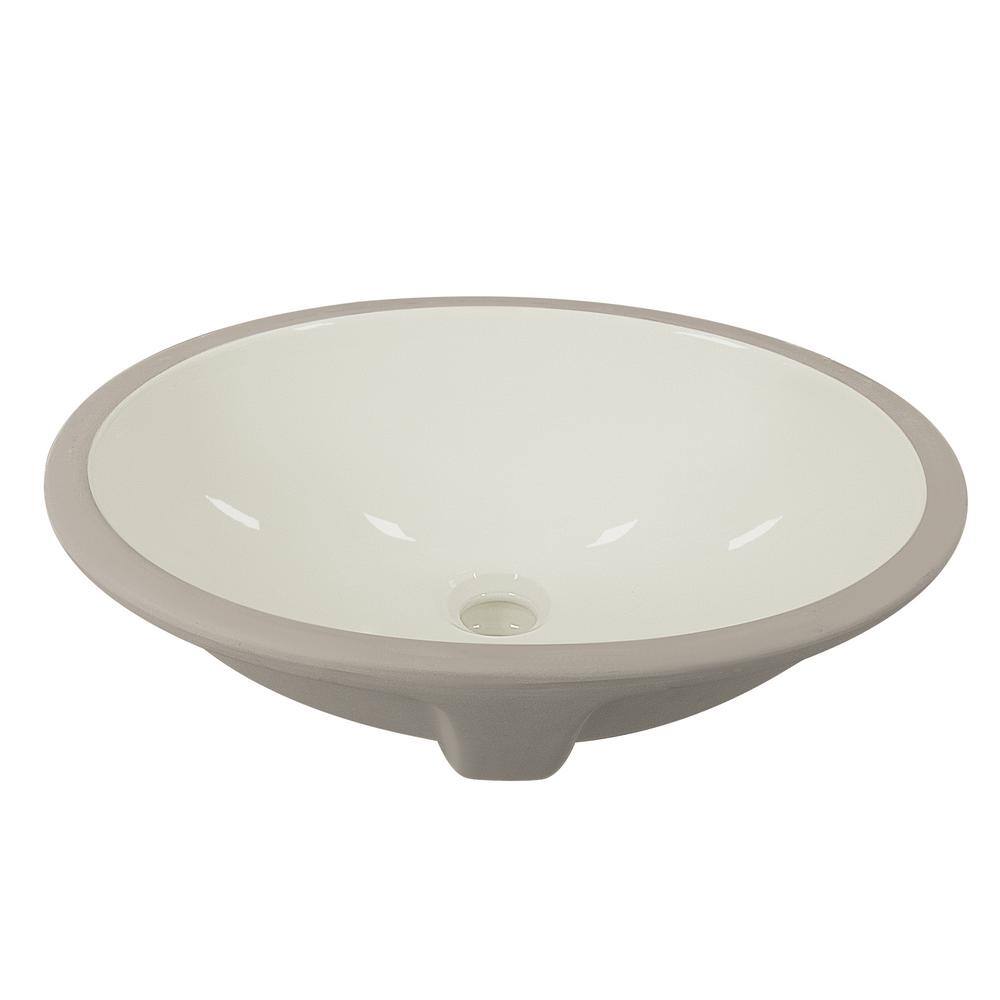 Beige Ceramic 18" Oval Undermount Bathroom Sink